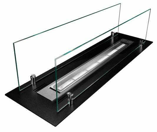Biofireplace built-in insert 65 cm black matte with glass