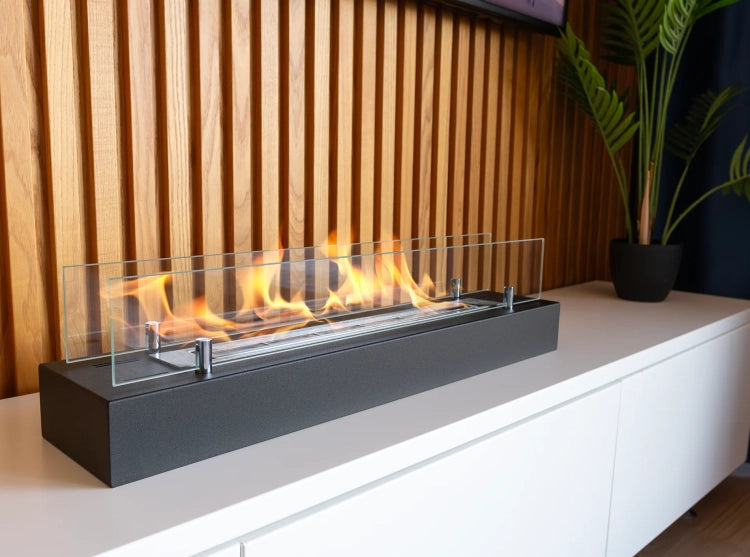 Biofireplace freestanding with glass 700 black matte