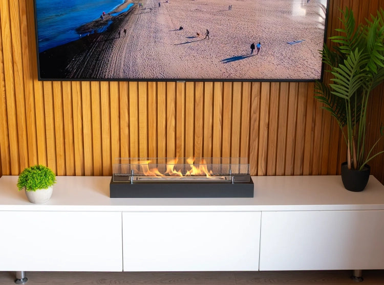 Biofireplace freestanding with glass 700 black matte