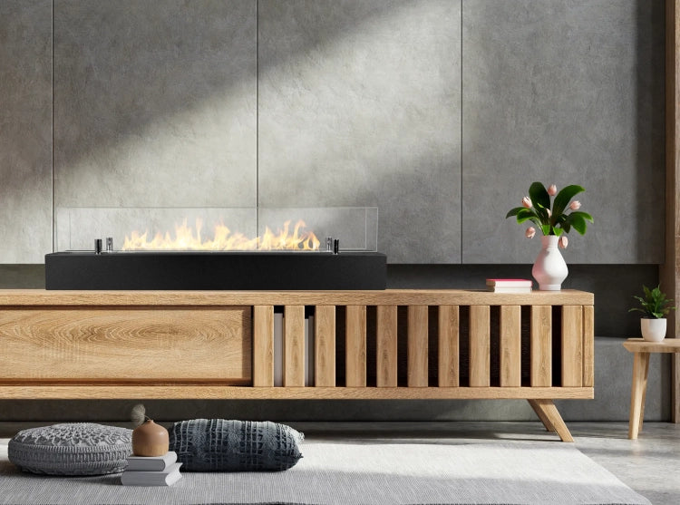 Biofireplace freestanding with glass 700 black matte