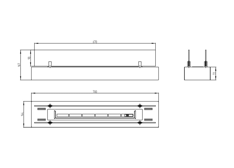 Biofireplace freestanding with glass 700 black matte