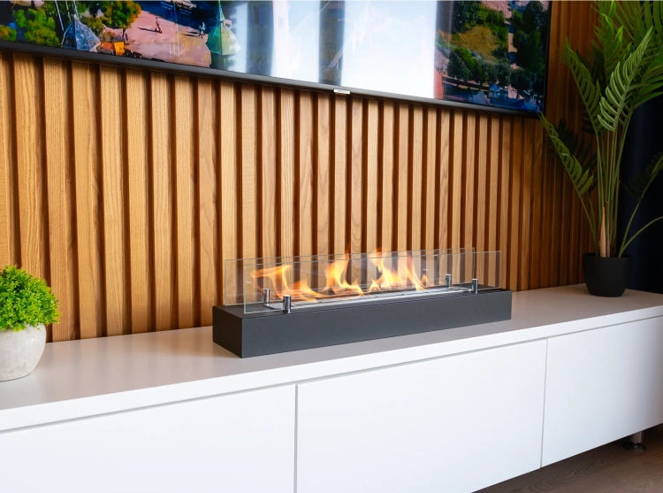 Biofireplace freestanding with glass 700 black matte